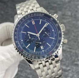 Top AAA B01 B20 Bretiling Watch Navitimer Chronograph Quartz Movement Steel Limited Blue Dial 50TH ANNIVERSARY Sapphire Watch Stainless Strap Men Wristwatch L616