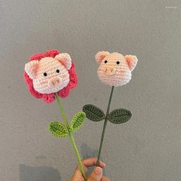 Decorative Flowers Pig Flower Artificial Crochet Flowerslovelyhand-Knitted Bouquet Fake Send Girlfriend Ie Creative Gift Decorations