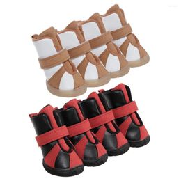 Dog Apparel Fleece Winter Warm Shoes 4Pcs Snow Walking Boots Anti-slip Waterproof Puppy Casual Dogs Sneakers Pet Supplies