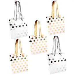 Gift Wrap 5Pcs Classic Polka Dot Paper Bag Wedding Birthday Commodity Gold Silver Tote Cookie Candy Packaging Bags Party Favors