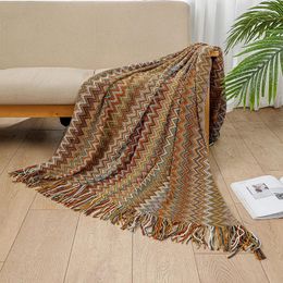 Scarves Fitshinling Vintage Bohemian Blanket Cover Fringe Cape Fashion Knit Good Quality Sofa Blankets