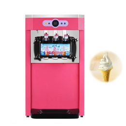 Small Ice Cream Maker Stainless Steel Desktop Automatic Three Heads Pink Ice Cream Making Machine Sweet Cone Vending Machine