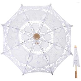 Umbrellas Lace Umbrella Bridal Wedding Parasol For Bride Tea Party Wooden White Miss