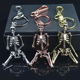 Keychains Gwwfs Skull Skeleton Pendant Key Chain Men Women Bag Charm Ring Car Keychain Keyrings Chaveiro Gift219P