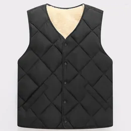 Men's Vests Men Thickened Vest Jacket Mid-aged Winter With Fleece Lining Pockets V-neck Waistcoat Coat For Warmth Style