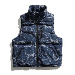 Men's Vests Japanese Style Sleeveless Thick Snow Parkas Men StreetWear Multi Pocket Stand Up Collar Padded Camisole Shoulder Couple