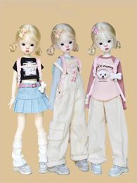 Doll Accessories BJD Doll Clothing Accessories Overalls T-shirt Trousers For 1/6 1/5 1/4 Dolls Skirt Pants Grils And Boys DIY Gift 231208