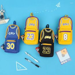 Fashionable Large Capacity Canvas Double Layer Basketball Pencil Case Birthday Gift Students Stationery Bag Student Essential