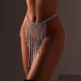 Belly Chains Stonefans Sexy Crystal Tassel Waist Chain Bikini Lingerie Accessories Summer Rave Body Dress Jewellery For Women Drop Deli Dh4Re