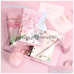 Notepads Wholesale A6 Kawaii Looseleaf Notebooks And Journals Cute Ring Binder Daily Weekly Diary Planner Agenda Notebook School Sta Dhsck