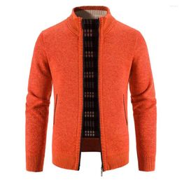 Men's Sweaters Men Sweater Coat Full Zip Knitted Cardigan With Pockets Solid Color Long Sleeve For Casual Workout Outfits