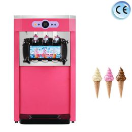 Three Flavours Ice Cream Maker Machine For Commercial Electric Vertical Ice Cream Making Machine