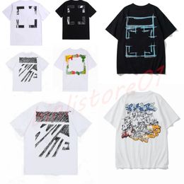 Off Men's T-shirts Offs White Irregular Arrow Summer Finger Loose Casual Short Sleeve T-shirt for Men and Women Printed Letter xw on the Back Print Oversize Fashion Tees i