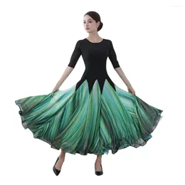 Stage Wear Design Modern Ballroom Dance Dress For Dancing Waltz Tango Spanish Flamenco Standard Short Sleeves