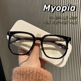 Sunglasses Vintage Ultralight Minus Diopter Glasses Ladies Retro Wooden Legs Anti-blue Myopia Women Trendy Square Frame Eyeglasses