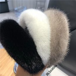 Headband's Real Mink Fur Headband Lady Luxury Natural Hoop Hair Band Accessories Autumn Winter S4394 231207