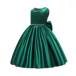 Girl Dresses A-Line Green Bow Elegant Girl's Pink Kid Vestidos Birthday Party 3 4 5 6 7 8 9 10 11 12 Years Old Kids Clothes OGF214406