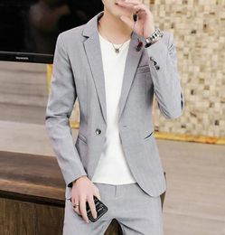 Men039s Suits Stylish White Blazer Set Man 2 Piece Retro Mandarin Collar Elegant Mens Clothing Slim Fit Gentleman 2023 Classic8539530