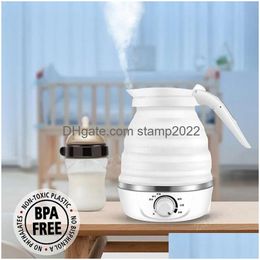 Water Bottles Foldable And Portable Teapot Heater 06L 600W Electric Kettle For Travel Home Tea Pot Silica Gel 231109 Drop Delivery G Dhs0K