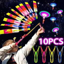 LED Gloves Luminous Slings Outdoor Flash Light Flying Arrows Toys Helicopter Slingss Catapult Kids Adults Toy Party Props 231207