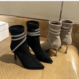 Dress Shoes 2023 Fashion Sequin Women's Boots Autumn And Winter Warm Wear Beautiful Belt Heel 39 Extra Size