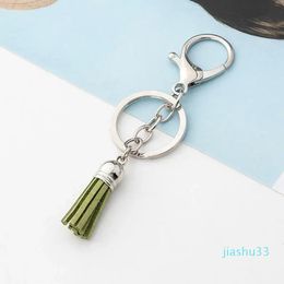 Keychains 100pcs Cute Solid Colour Tassel Charms Keyring Classic Gold Silver Metal Key Rings For Women Girls DIY Crafts Decoration