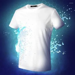 Men's Suits A3205 Creative Hydrophobic Anti-Dirty Waterproof Solid Color Men T Shirt Soft Short Sleeve Quick Dry Top Breathable Wear