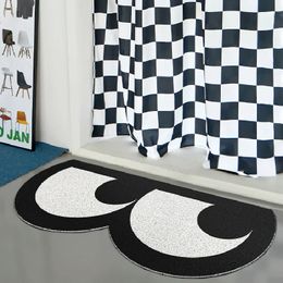 Carpet Nordic PVC Welcome Doormat Funny Eyes Mat House Entrance Rug Anti Dust Door Floor Pad Black White Aesthetic Home Decor 231206