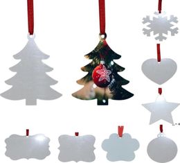 Sublimation Blank Christmas Ornament DoubleSided Xmas Tree Pendant Multi Shape Aluminium Plate Metal Hanging Tag Holidays Decorati1207279