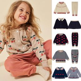 Pyjamas Autumn Winter KS Kids Knitted Sweater Children Clothes Set Girl Boy Cute Sweaters and Pants Suit born Baby Cotton Clothes 231207