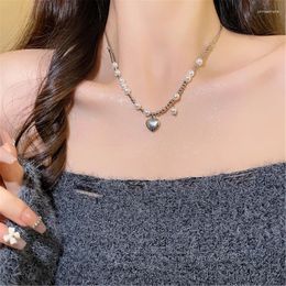 Chains Elegant Chain Choker Beads Necklace With Heart Pendant Fashion Neck Jewellery Alloy Material Perfect For Bridal Dropship