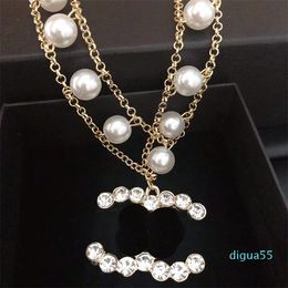 Diamond Pearl Necklaces Designer Letter Pendant Necklace Christmas Love Gift Jewellery Womens