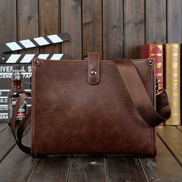 Trendy Small Bag Crazy Horse Skin Men's One Shoulder Crossbody Bag Korean Edition Casual iPad Small Hanging Bag Horizontal Men's Bag 231208