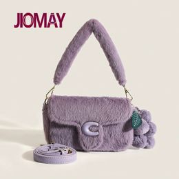 Evening Bags JIOMAY Women Makeup Bag Fashion Handbag Faux Fur Wallets Luxury Designer Handbags Two Detachable Strap Versatile Party Tote 231207