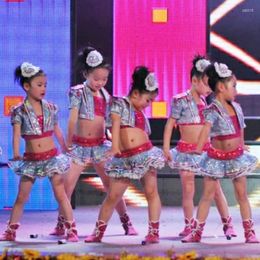 Stage Wear Salsa Skirt Children Ballroom Dresses Dance Performance Costumes Kids Sequin Jazz Hip Hop High Quality