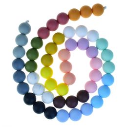 Teethers Toys Mabochewing 50pcs 19mm Large Size Multi Colors Baby Chew Infant Teething Pacifier Chain Silicone Round Beads 231207
