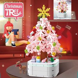 Blocks Christmas Series Tree Bonsai Building Blocks Succulents Potted Plastic Plant Bricks Home Decor Model Assemble Brick Toy for Gift R231208