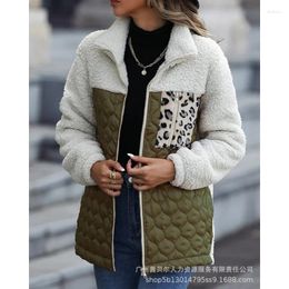 Women's Jackets Stitching Zipper Animal Pattern Coats Outwear Y2K Casual Plush Double-Sided Velvet Coat Puffer Teddy