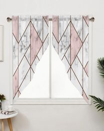 Curtain White Marble Texture Pink Triangle Window Living Room Bedroom Decor Drapes Kitchen Decoration Triangular
