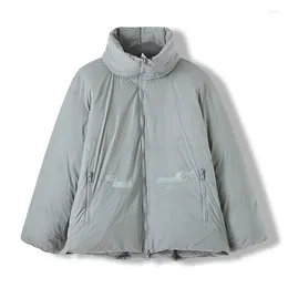 Women's Down White Duck Jacket Simple Fashion Niche Design Collar Loose Casual Coat