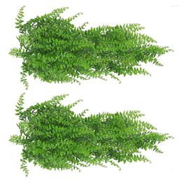 Decorative Flowers 2 Pcs Artificial Green Plants Wall Hanging Greenery Outdoor Leaves Faux Indoor Fake Branch