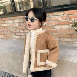 Down Coat Girls Winter Wear Thick Korean Style Baby Short Plush Warm Clothes Girls' Cotton Worm Soft Comfortable Jackets 1 10Ys 231207