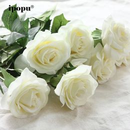 Decorative Flowers Wreaths 8pcs/11pcs Real Touch Silk Rose Artificial Flowers Wedding Bridal Bouquet Fake Flowers Floral Wedding Party Decorative Flowers 231207