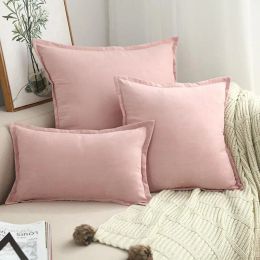 Cushion/Decorative Pillow 60cm Nordic Solid Colour Suede Cushion Cover 45 45cm Soft Skin-friendly Pillowcase Home Sofa Chair Covers Decorativ