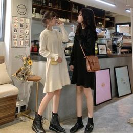 Casual Dresses Warm Sweater Dress Women Thick Knitted Korean Style Solid Woman2023 Winter Autumn