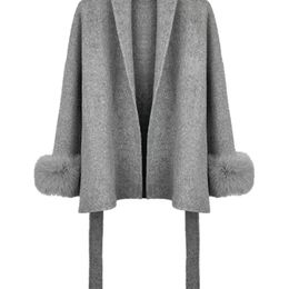 Men's Hoodies Sweatshirts IEQJ Solid High Quality Cuff Plush Spliced Design Woolen Jacket For Women Long Sleeve Lapel Causal Loose Jackets Female 3WQ9438 231207