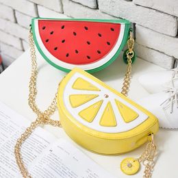 Evening Bags Summer Female Bag PU Leather Women Cute Fruit Packet Chain Messenger Orange Watermelon Strawberry 231207