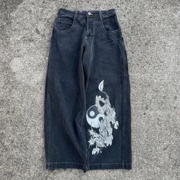 Men's Jeans JNCO men clothing Y2K Vintage baggy jeans Dragon print graphic jeans Harajuku Gothic streetwear men women Hip Hop wide leg jeans 231207