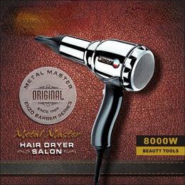 Hair Dryers 8000W Metal Body Salon Professional Hair Dryer 5 Gears Strong Wind Anion Hairs Dryer Personal Hair Care With Nozzle Blow Drier 231207