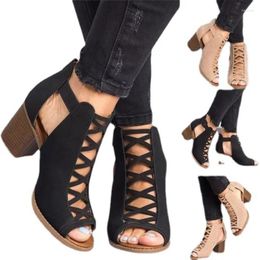 Dress Shoes In Women Open Toe Crisscross Straps Back Zipper High Heel Fashion Sandal With Adjustable Ankle Strap For